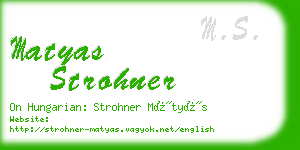 matyas strohner business card